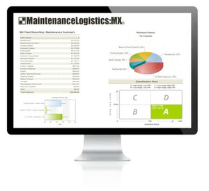 Computer showing Maintenance Logistics Fleet Reporting Screen