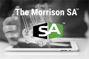 Virtual Forklift arising from a tablet. Text says The Morrison SA