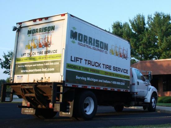 Morrison Mobile Tire Press Truck for on-site tire installation