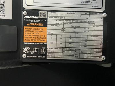 2022 DOOSAN BR20SP-7:Electric Forklift - Narrow Aisle